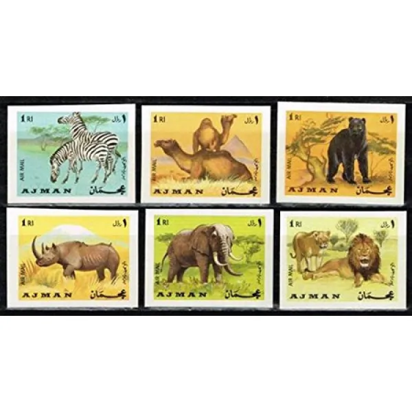 아즈 만 【무 눈 침】 야생 동물의 우표 아지 만 6 종 Prod11280004881 상세 설명 참조0