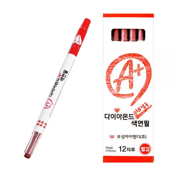 다이아몬드 채점용 샤프식 빨강 색연필 1타 12개입