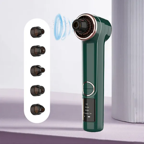 USB충전식 블랙헤드 흡입기 피지제거기  5개 교체헤드 , Green