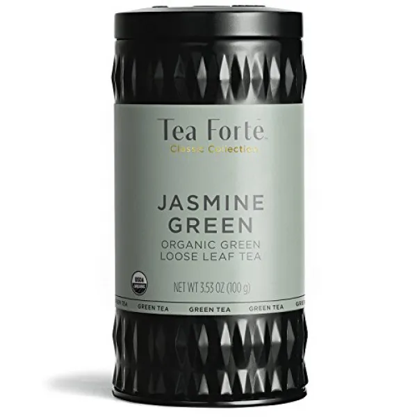 느슨한 차 용기 차 포르테 유기농 녹차 JASMINE GREEN 100.1g 루스 리프 티 용기 Tea Forte Organic Green Tea JASMINE GREEN 3, 1set