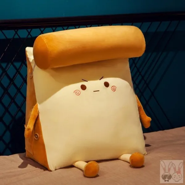 식빵 캐릭터 귀여운 침대 참실 삼각 등받이 쿠션 베개 모찌 베게 발받침 쿠션, 화나다.
