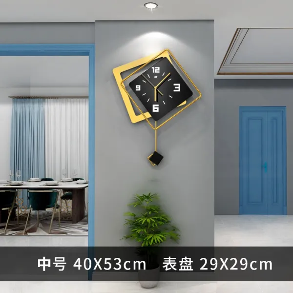 Apr.16 43번 핸즈프리 크리에이터 핸즈프리 벽시계 현대식 경구주의 장식 시계 심플 북유럽 거실Z, 회전 교접 전아 흑 중 호 -- 53 * 40cm