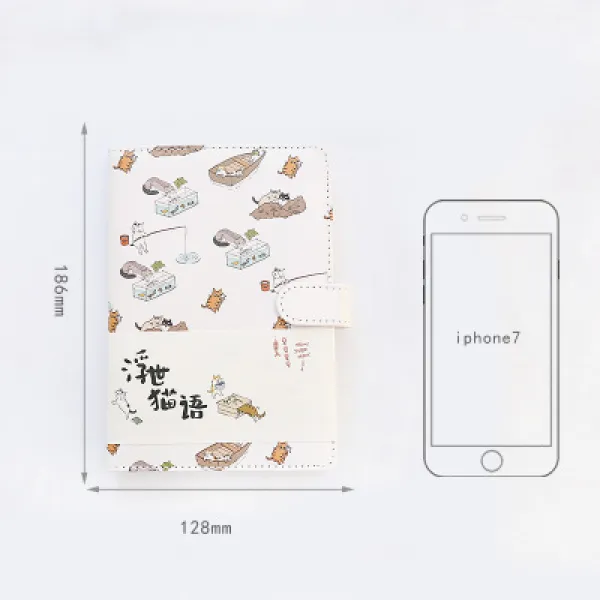 데코용품 아이디어 고양이 컬러페이지 일기공책 손장부 휴대용 스몰사이즈 노트 문구 공책 일본식 소녀하트 두꺼운 상큼 여성, T05-겉만 번지르르한 말 빅사이즈-화이트