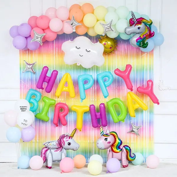 [피앤비유니티]유니콘 생일세트모음, 08)마카롱유니콘커튼생일세트