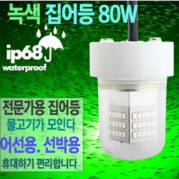  집콕쿠팡 녹색led집어등 80w 수중집어등 선박용 낚시 430984036ea 본상품선택