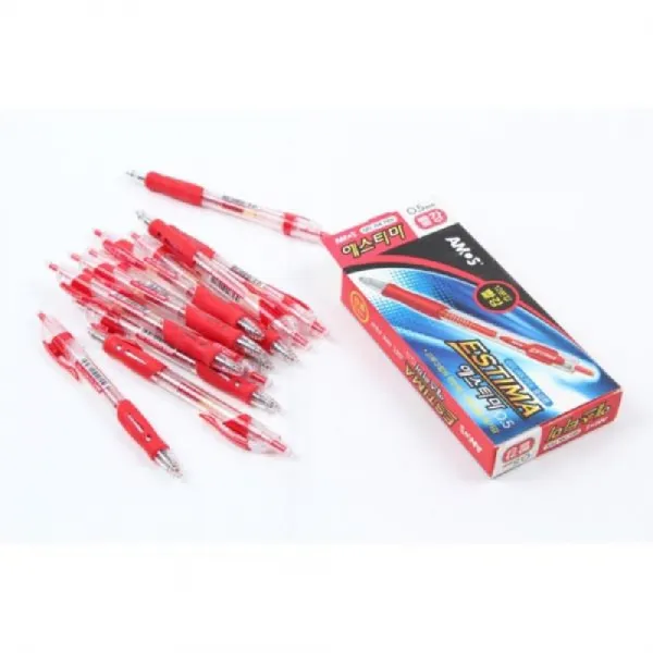 해피몰_1000 에스티마 중성펜 적색 0.5mm 칼라중성펜 필기구SN:01 + 0303팅, 매무매우좋아요_팅, 매무매우좋아요_팅