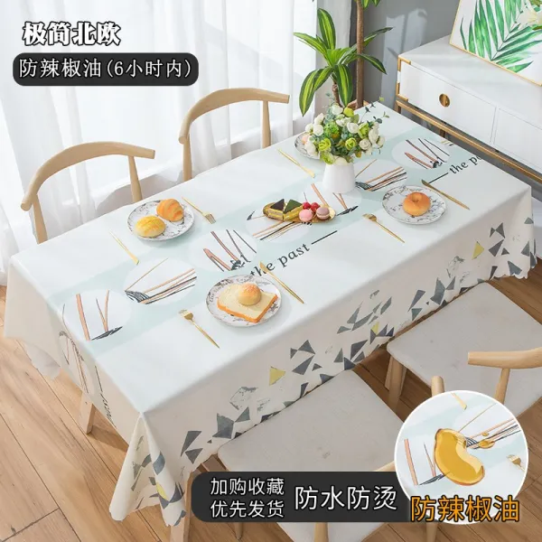 식탁보 방수 안티 스케일 비 오일 일회용 PVC 커피 테이블 패드 북유럽 식탁보 ins 직사각형 홈 식탁보 천 패브릭, 120 * 170 센치 메터, 미니멀리스트 노르딕 / 안티 칠리 오일 [핫 세일 5 성급]