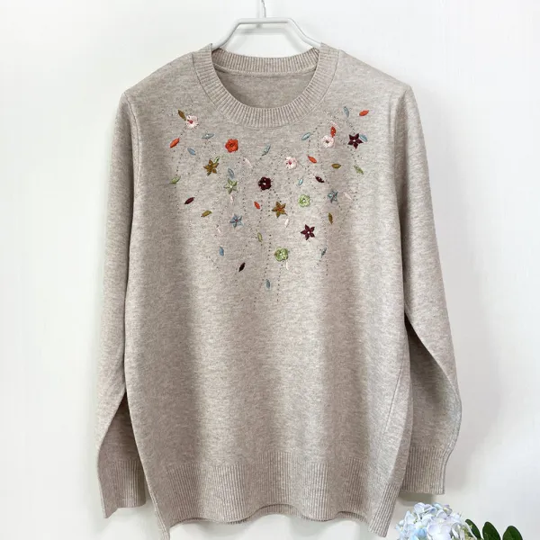 국민할매 엄마옷 꽃무늬 스웨터 할머니 니트 티셔츠 Bst R2 요양원옷 실내복 봄 가을 겨울옷