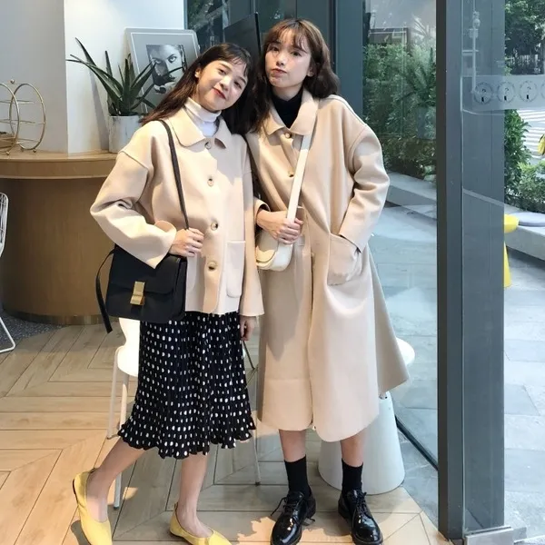 웨일테일 매드홍 여성 캐주얼 패션 모직 롱코트