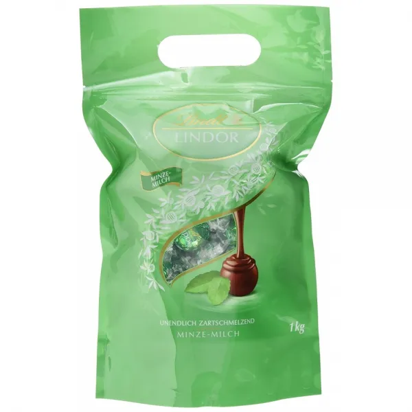 Lindt [독일직배송 린츠초콜릿] Lindor 페퍼민트밀크 초콜릿볼 1kg, 1팩
