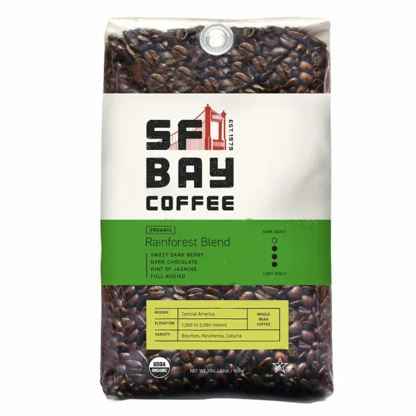 Sf Bay Organic Rainforest Blend Whole Bean Coffee 샌프란시스코배이 오가닉 레인포레스트 블렌드 홀빈커피 미디엄로스트 32oz 908g G 없음