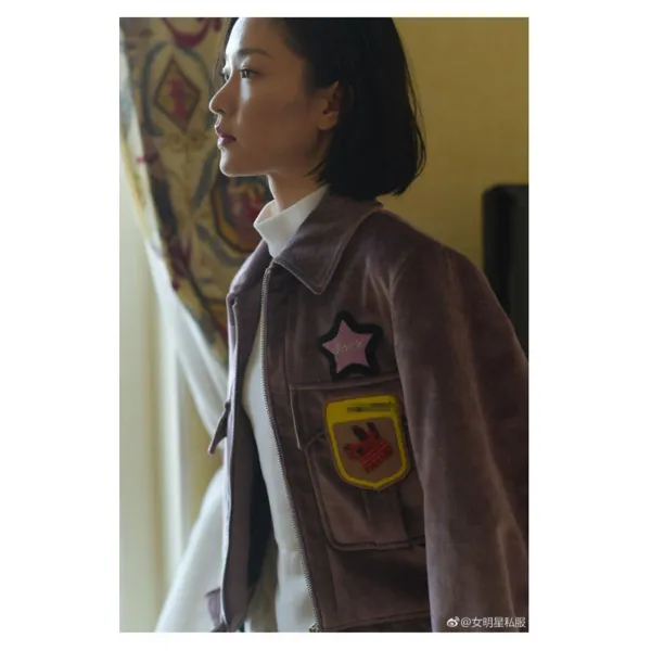 나리세상 봄가을코트 여자패션 파리 시의류 저우쉰 주두견새 같은스타일 자색 백조 융털 숏 여성 X2개