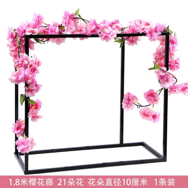 등나무 모조 장미 가짜 꽃 식물 거실 계단 난간 꼬임 배관 장식 가림 벚꽃 라탄 다크 핑크 1스틱