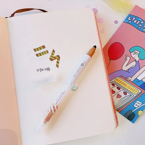 다이어리 꾸미기 형형색색 영롱한 형광펜, 브라운