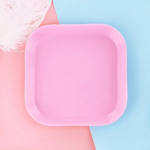 로디나 식사를 대접하다 접시와 토골나비 비닐 플라스틱 사각접시 디저트 그릇 반찬접시 쓰레기 앞 자, 4개입 순 핑크 작은방 접시 15