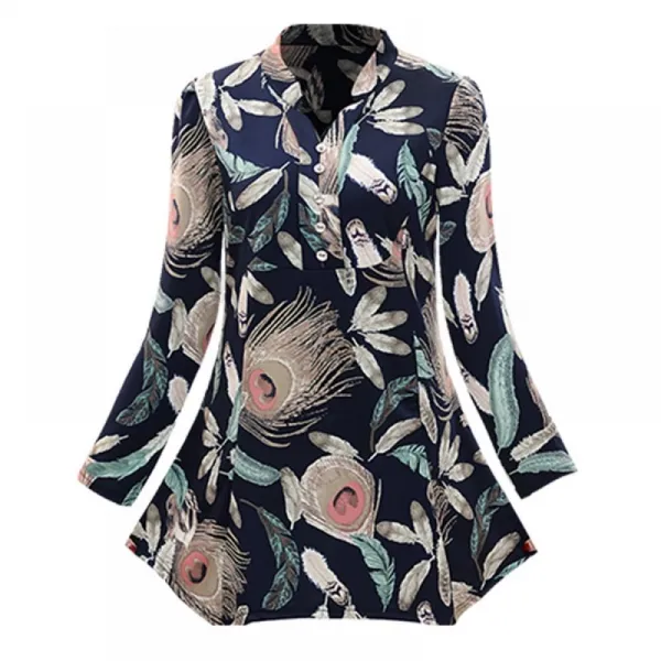 Kirahosi 심플 캐주얼 어머니룩 중노년 여성 미디 롱 셔츠 춘추 얇은 상의 78호+ 덧신 증정 Chjfzl6b