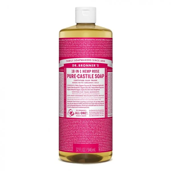 Dr. Bronner 's-순수성 액체 액체 비누 (로즈 32 온스)-유기농 오일로 만든 18-in-1 용도 : 얼굴 바디 헤어 세탁