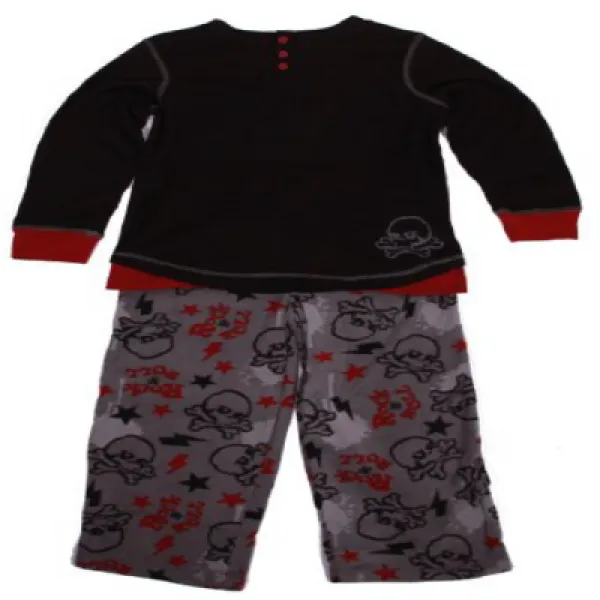 St. Eve Boys Thermal Fleece Loungewear Set S 7/8 Skull Black St. Eve Boys Thermal Fleece Lo 1