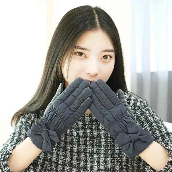 이쁨달다 셔링리본 여성장갑 따뜻한겨울장갑 패딩장갑 스마트폰터치