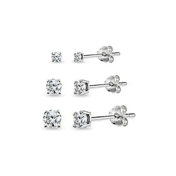 Sterling 실버 스몰 라운드 Cz Stud 볼 Bead Stud Earrings 세트 Combos Choice Of 세트 And 메탈 Cz Stu