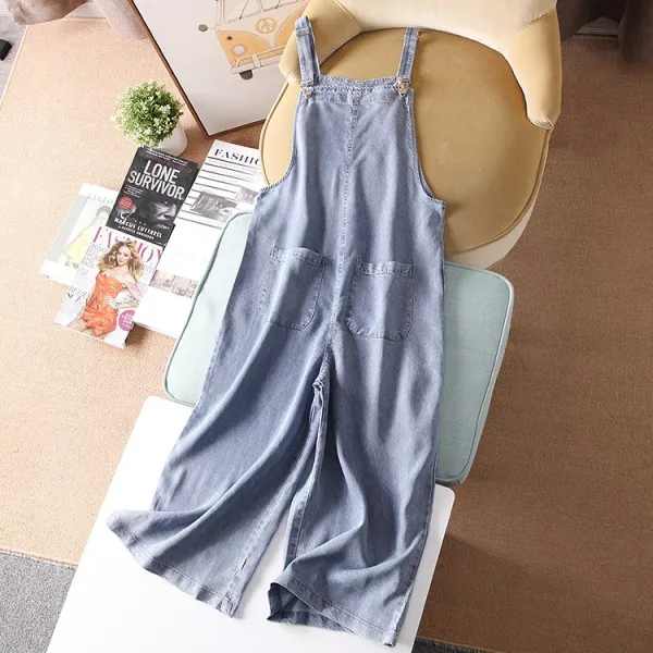 100 텐셀 일재 주문서 박질 샤랄라 데님 광활 다리 멜빵바지 Y6638