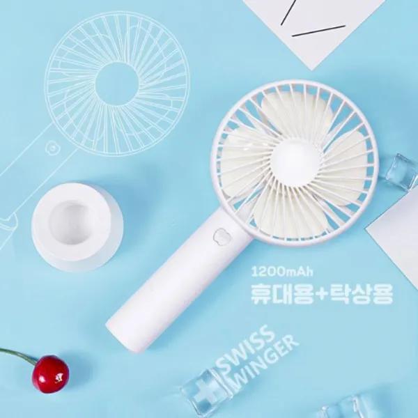 무더위 여름 휴대용 손선풍기 123g 초경량 미니선풍기 대용량 충전식, 화이트