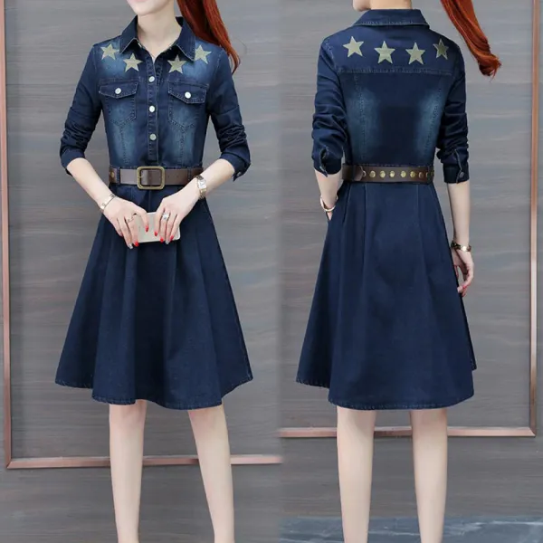 청명 봄 가을 여성 청 원피스 예쁜 데님 청원피스 치마 24 Rsjsm1 +덧신 증정24