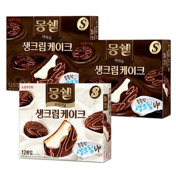  본사직영 몽쉘 생크림케이크 오리지널크림 카카오 336gx3개 04.몽쉘 생크림케이크 카카오336gx2개+크림336gx1개