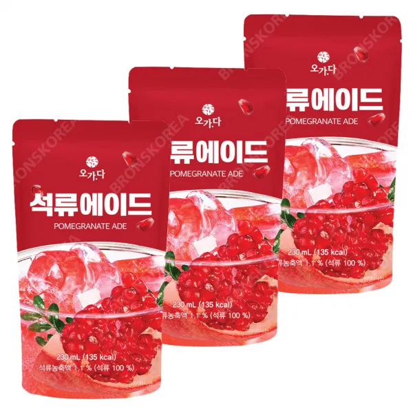 웰그린 오가다 석류에이드(230ml X 10개)-3개(총 30개) 편의점 아이스 음료 파우치, 단일상품