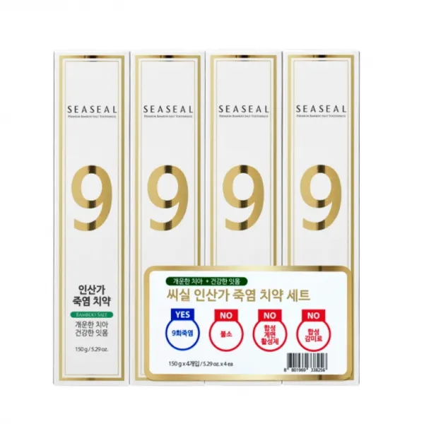 (주)인산가 정품 씨실 죽염 치약 150g*4개+2세트(8개) 이상 구입시 홍삼애초코크런치(49g) /인산죽염, 4개