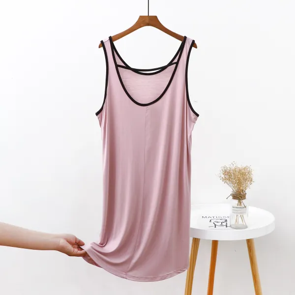 여름 루즈핏 나시 롱 원피스 모달 고삐 nightdress 여성 2021 얇은 캐주