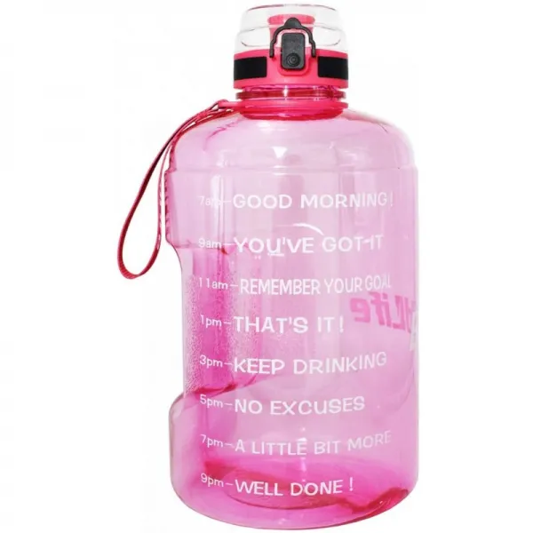 QuiFit Gallon / 스트레이너 및 시간 마커가있는 128oz 물병 넓은 입 빠른 흐름 큰 BPA 무료 주입기 물