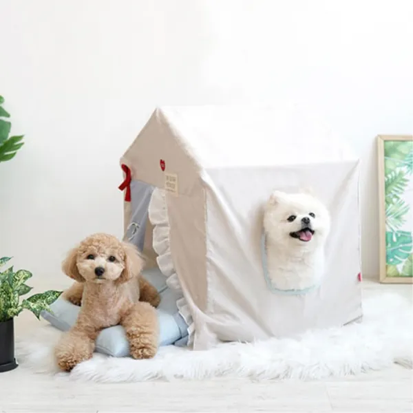 강아지 여름집 린넨 하우스 베이지 안락 공간마련