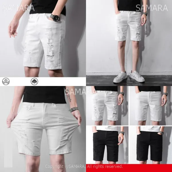 Qterra(특허브랜드) E3534 남자 청바지 해짐 반바지 스판 청반바지 데님