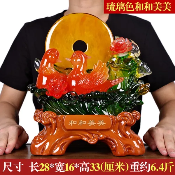 인테리어 풍수 까치 신혼 동창 친구 원앙새 기프트 웨딩 모란꽃 이브버튼 엔틱한디자인 유리색 와 와 유쾌함 （하이 33 센