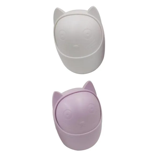 Zeyuan2Pcs 탁상용 궤 누르기 먼지통 그네 뚜껑 고양이를 가진 플라스틱 졸작 쓰레기통, 1개, 1개
