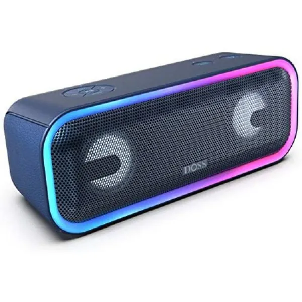doss 사운드 박스 pro+ 24w 인상적인 사운드 붐비는 bass 무선 스테레오 페어링 혼합 색상 조명 ipx5, Blue, 상세 설명 참조0