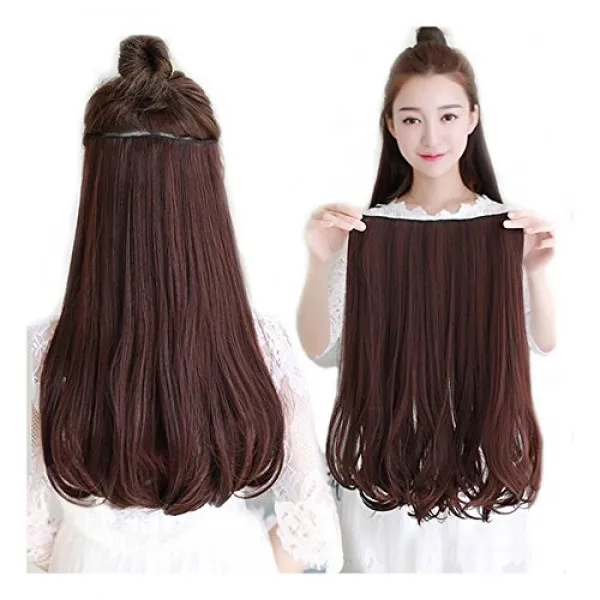 YJINCO 에쿠 목덜미 가발 가발 긴 칼 익스텐션 클립 내열 5 개 고정 용 클립을 붙여 40 / 50 / 60cm YJWJ001-lbrn50