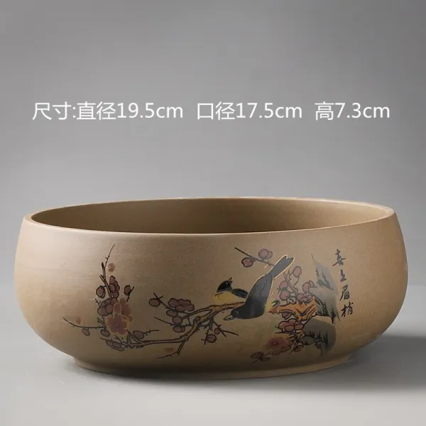 동전초 화분 수선화 수련사발 연무 구멍 도자기 홈 라지 다육 수배 용기, 두터운 수mdash195cm 빅