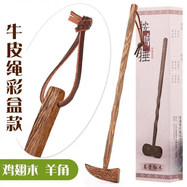손마사지기 .어깨 나무 발맛사지 수동 등 국다용도 두드림 기스몰 망치 경락 등두드리기 안마봉 추, 기본, T13-(소가죽 끈타입)양뿔망치 컬러박스