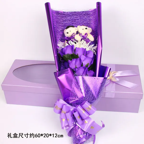 칠석 발렌타인데이에 여친 마누라 선물 창의적 생일선물 여자 장미 비누 꽃다발 낭만, 11겹곰플라워 자색