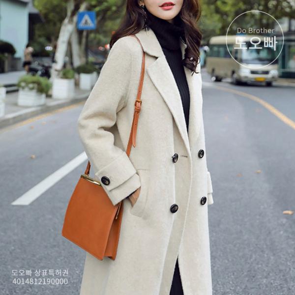 도오빠 빅사이즈 여성 코트 롱코트 더블 모직 가을 겨울 오버핏 루즈핏 여자코트 패션 데일리 20대 30대 하객 출근 데이트룩