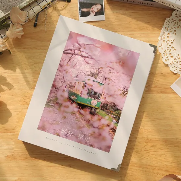 접착식앨범 기념책 기차 어음 모으기 부착식 커플용품 비행기표, T08-벚꽃 스토리(승차권/영화관 표 160장작+항공권/입장권 60장작+5inch사진 16