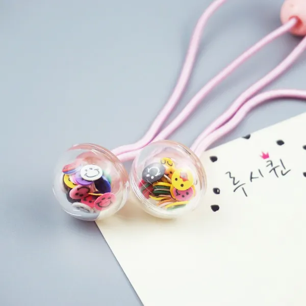 스마일 토핑 방울머리끈(1쌍) 2 color 유아머리끈 아동머리끈