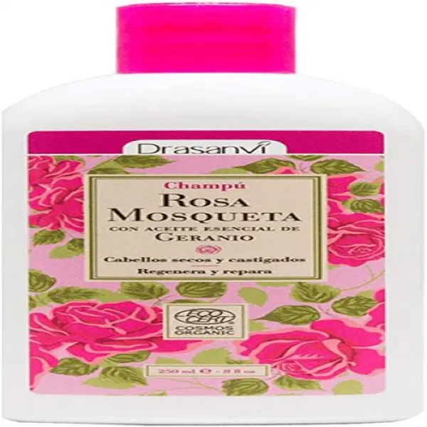 DRASANVI BIO 로즈힙 샴푸 250ml-퍼스널 케어-헤어 케어-수선 및 수분 - 모발--수복-제라늄 형 에센셜 오일-스위트 및 플로랄 아로마-데일리 사용-이상적, 단일상품