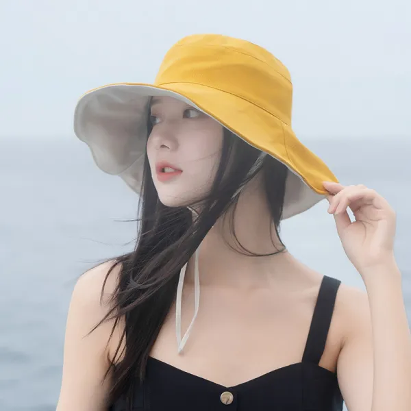 아가씨 누이동생 큰 모자 처마 레쉬가드 오버사이즈 와이어 중년 경박함