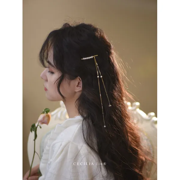 사이사이 디자인 감각 스윗 시 태슬 천연 수작업 중국전통의상 머리집게 악세사리 트렌드