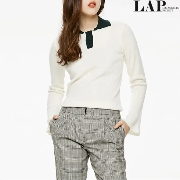LAP 랩(LAP 카라 반가다조직 벨소매 풀오버 AH2KH167_IV_N7C2