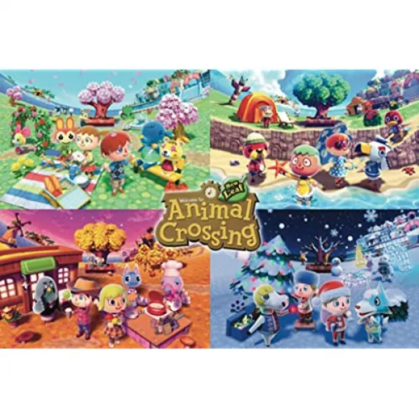 공식적으로 라이센스 된 동물의 교차점 New Horizons Nintendo Switch New Leaf Merch 멋진 벽 장식 예술 인쇄 포스터 36x24, 본상품