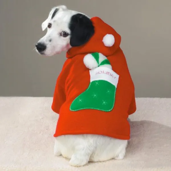 Casual Canine Holiday Hooded Fleece Jacket Med 캐주얼 송곳니 홀리데이 후드 양털 재킷 Med, 1